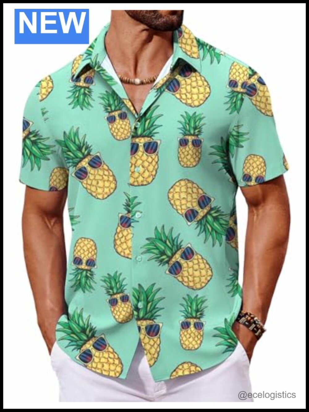Mens Short Sleeve Button Down Hawaiian Tropical Beach Shirt
